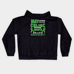 May Is National Celiac Disease Awareness Month Green Ribbon Kids Hoodie